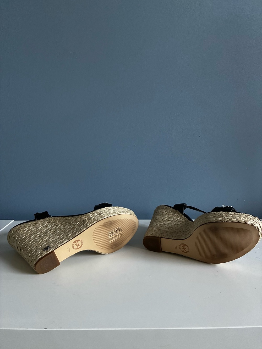 Michael Kors Black Espadrille Wedge Sandals with Floral Appliqués - Picture 5 of 5